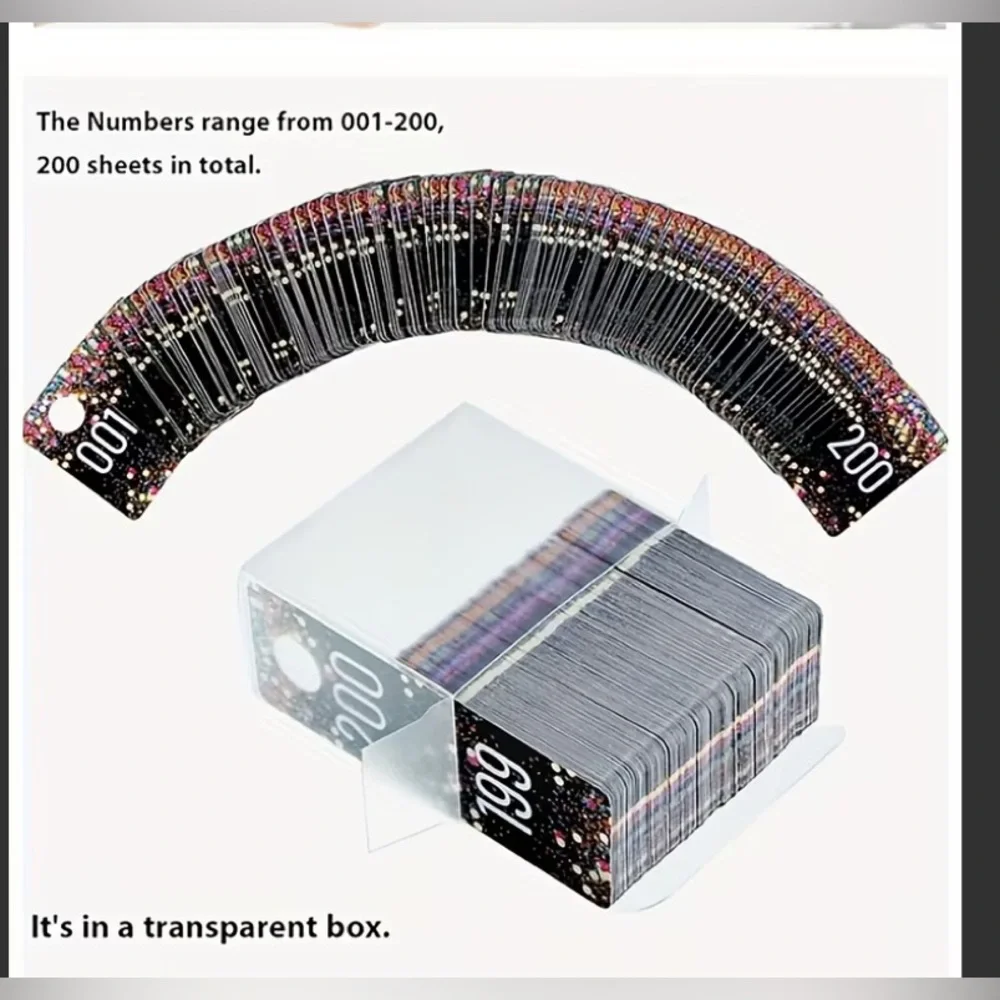 200pc Inventory Number Tags COAT ROOM TAGSPLASTIC MIRROR IMAGE n transparent box